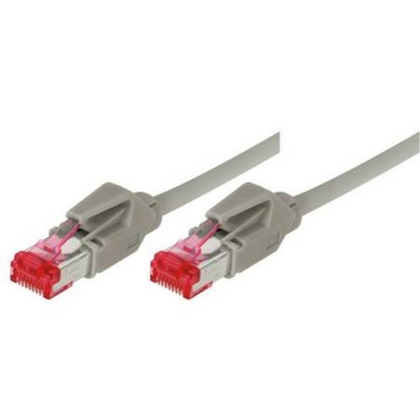 Tecline Patchkabel Cat. 6, S/FTP (PIMF), Crossover, halogenfrei, mit Rastnasenschutz, grau, 7,5 m