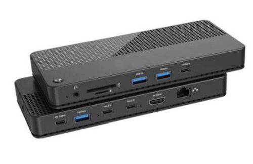 EXERTIS CONNECT - KVM-Switch mit Dockingstation HDMI 4K Ultra HD LAN 4 Port USB Hub Audio Card - KVM-Umschalter - 4-Port-0