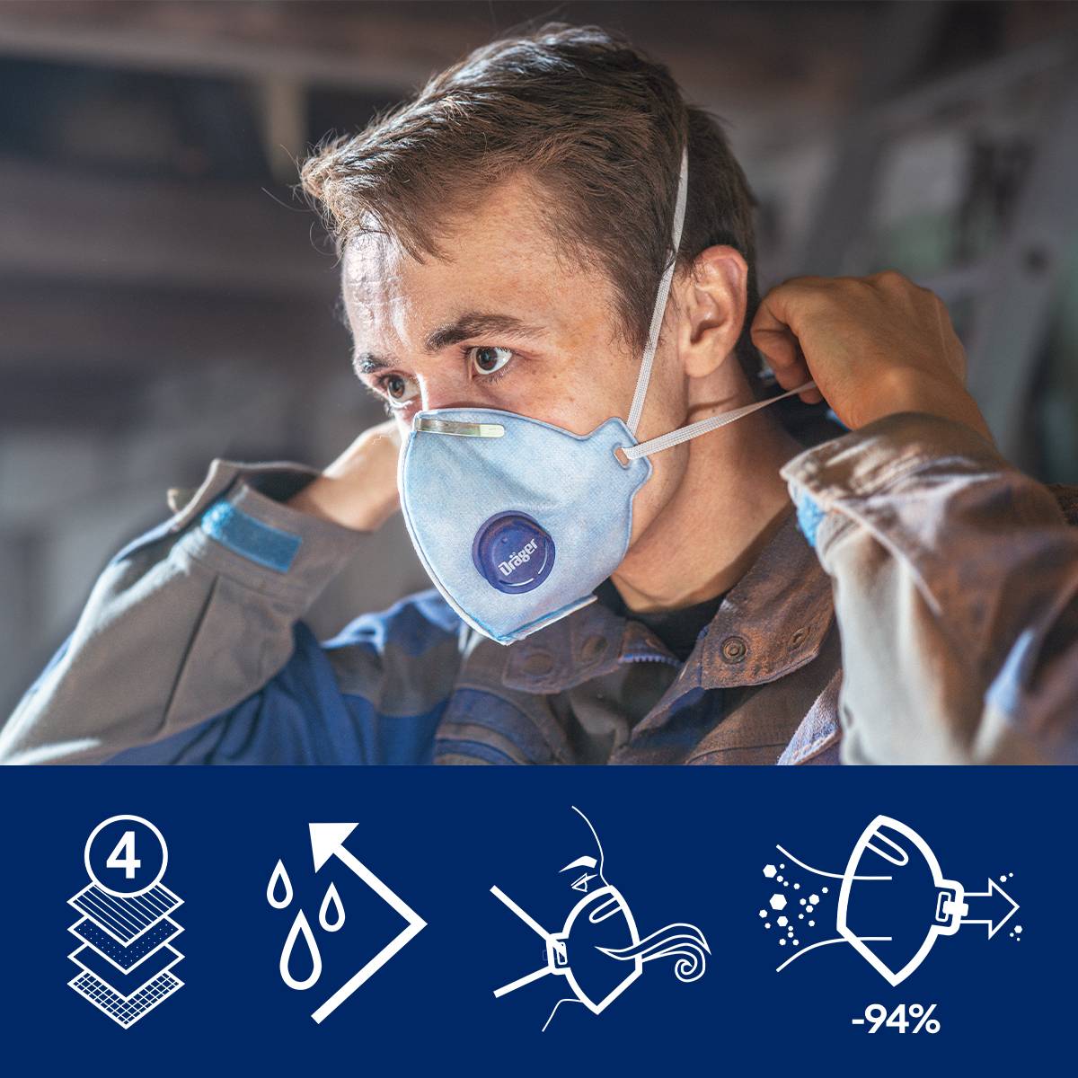 Dräger FFP2 Maske Atemschutzmaske X-plore 1720 V Staubmaske mit Ventil Partikelfilter-3