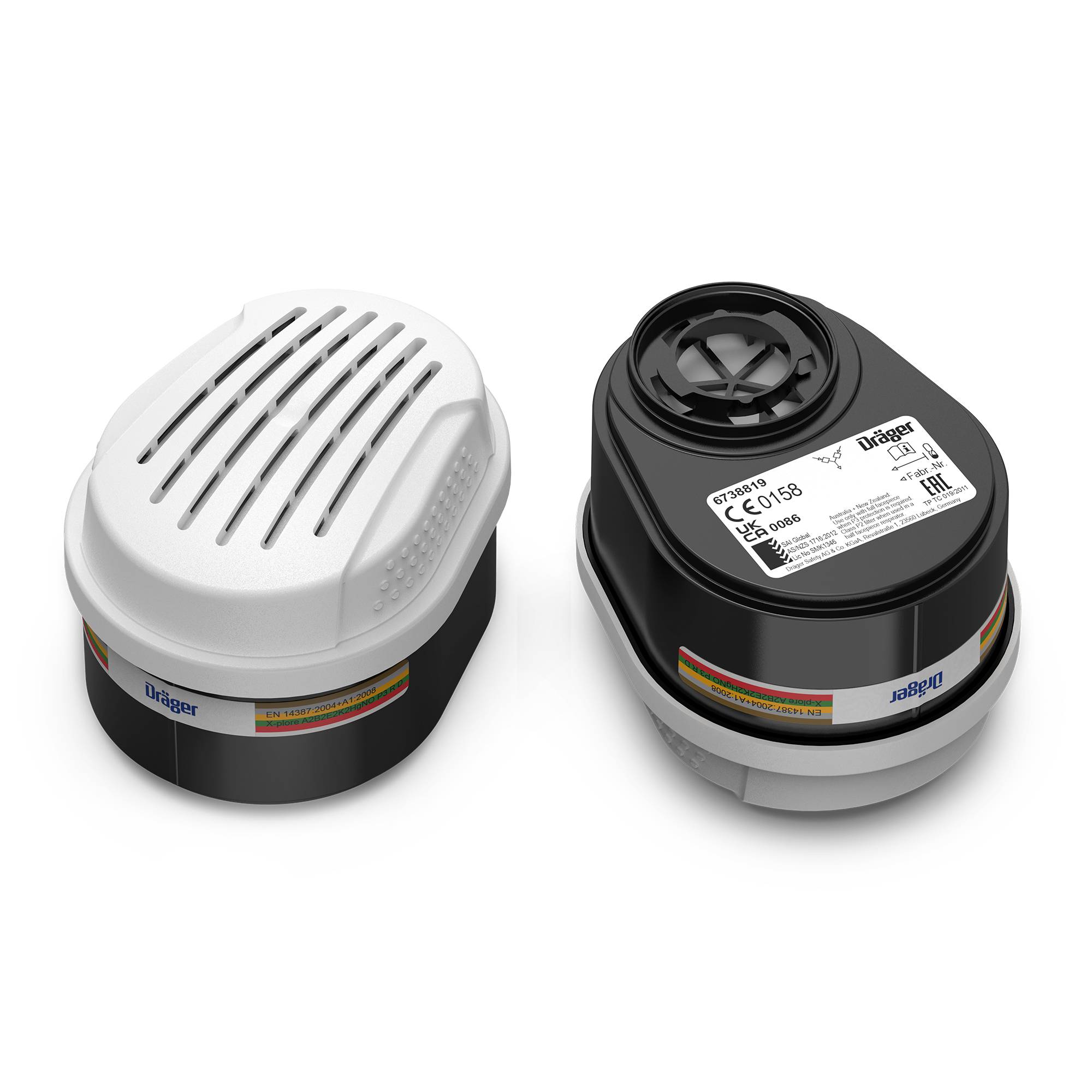 Dräger Atemschutz Kombi-filter Bajonett A1 P3 R D Gas- u. Partikelfilter für X-plore 3300 3500 u. 5500 Reihe-0