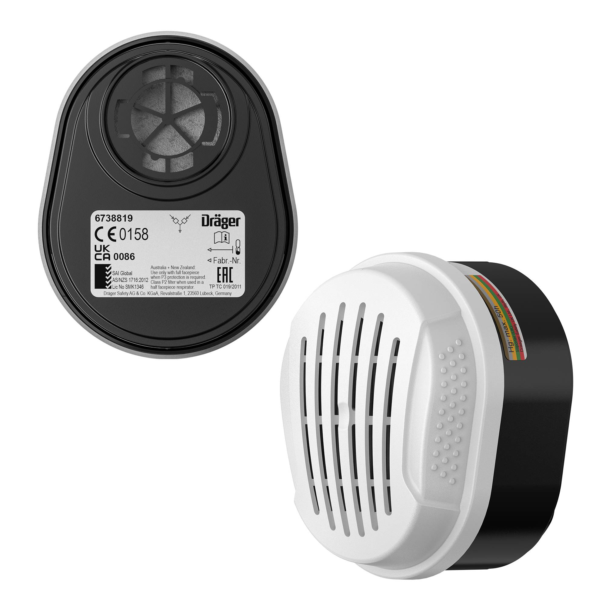 Dräger Atemschutz Kombi-filter Bajonett A1 P3 R D Gas- u. Partikelfilter für X-plore 3300 3500 u. 5500 Reihe-2