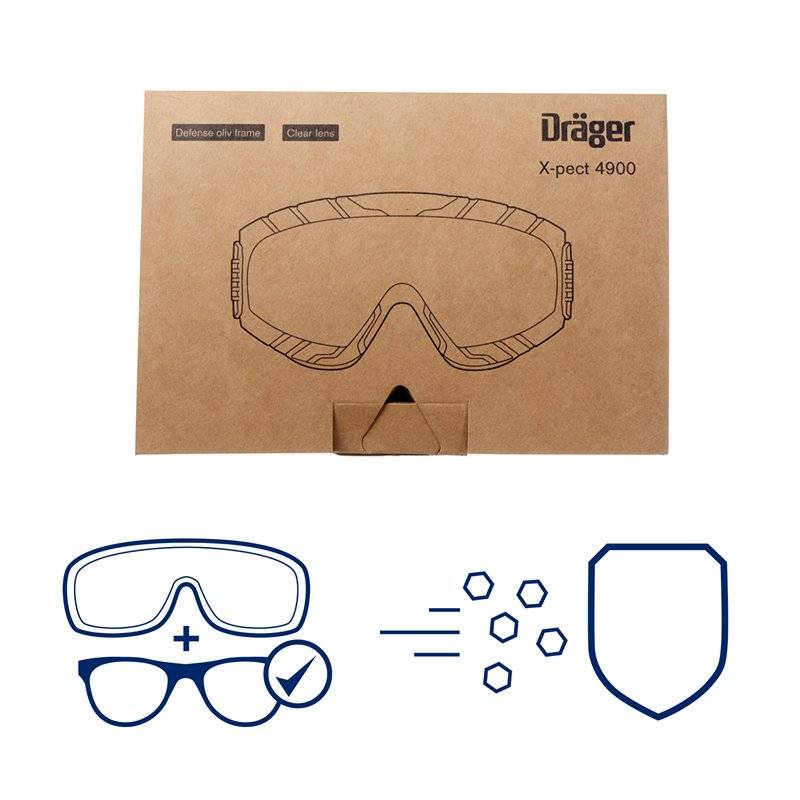 Dräger Vollsichtbrille X-pect 4900 - Sicherheitsbrille mit beschlagfreien und kratzfesten Doppelvisier Farbe Sand-1