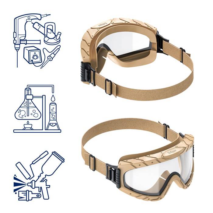 Dräger Vollsichtbrille X-pect 4900 - Sicherheitsbrille mit beschlagfreien und kratzfesten Doppelvisier Farbe Sand-3