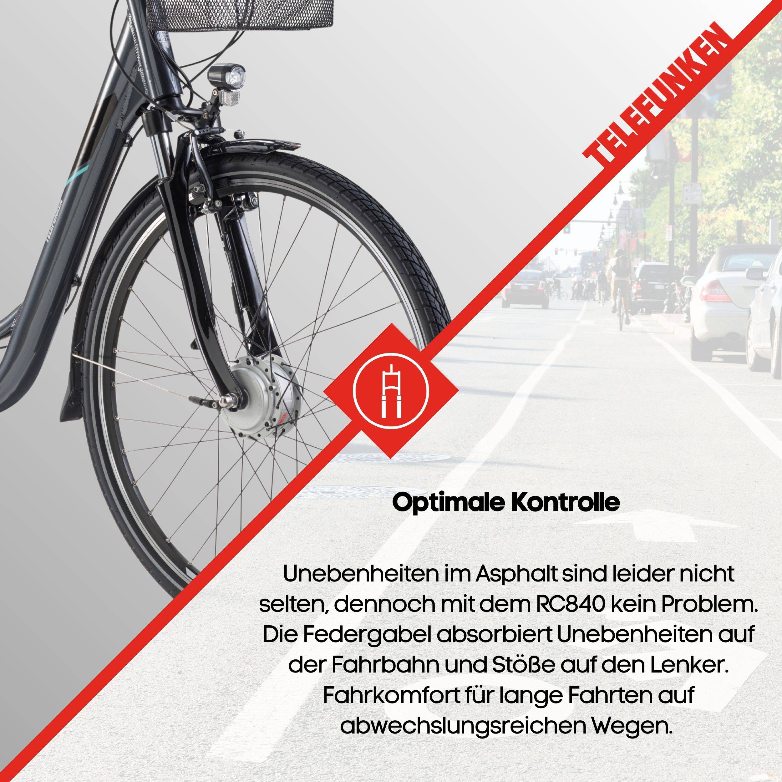Telefunken E-Bike RC840 28 Zoll mit 7-Gang Shimano Nabenschaltung / Frontmotor 250W / Sitzrohrakku 531,3 Wh / anthrazit-4
