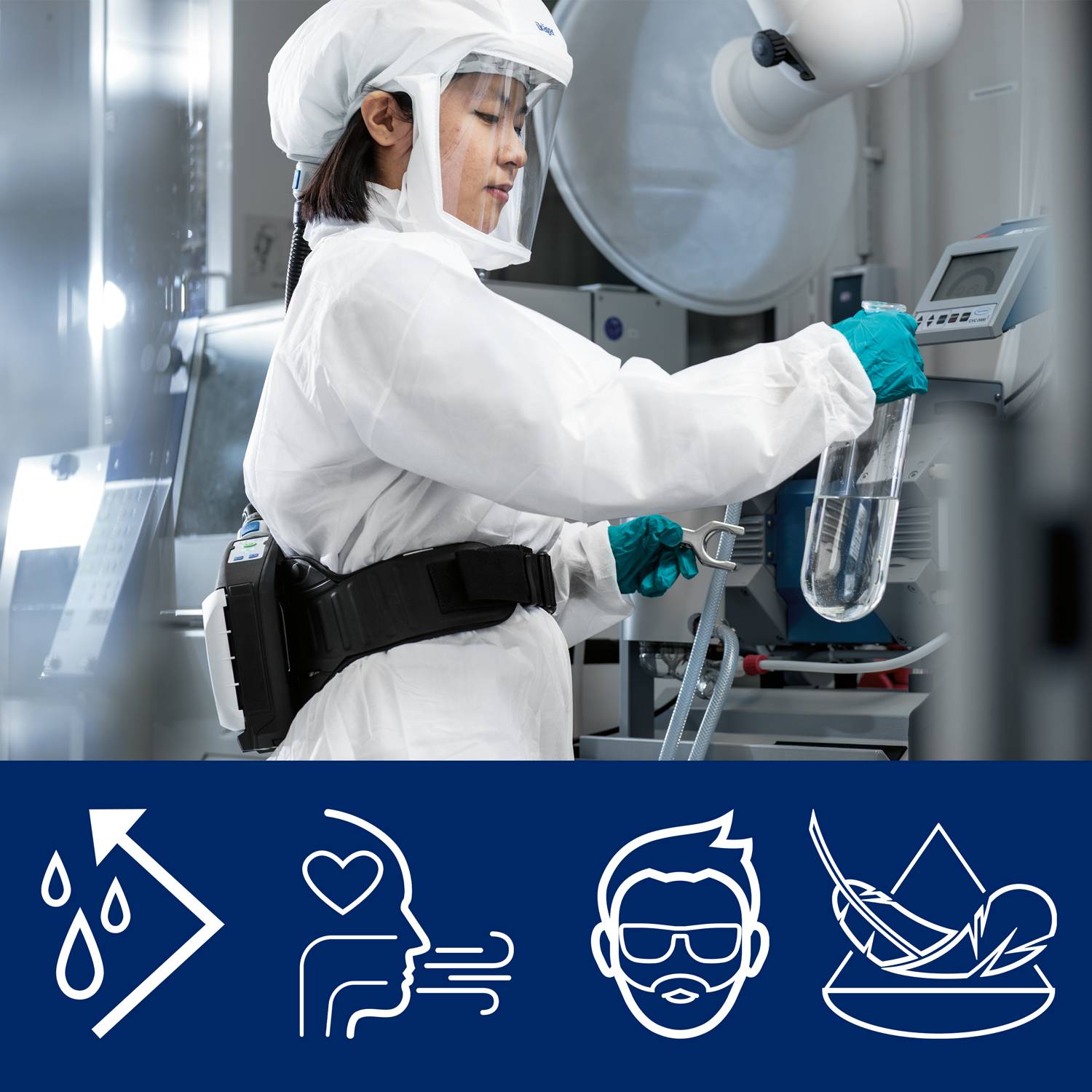 Dräger Haubenset Gebläsefilter X-plore 8000 für Trockenbau Schimmelentfernung Gartenarbeit Lackierarbeiten-3