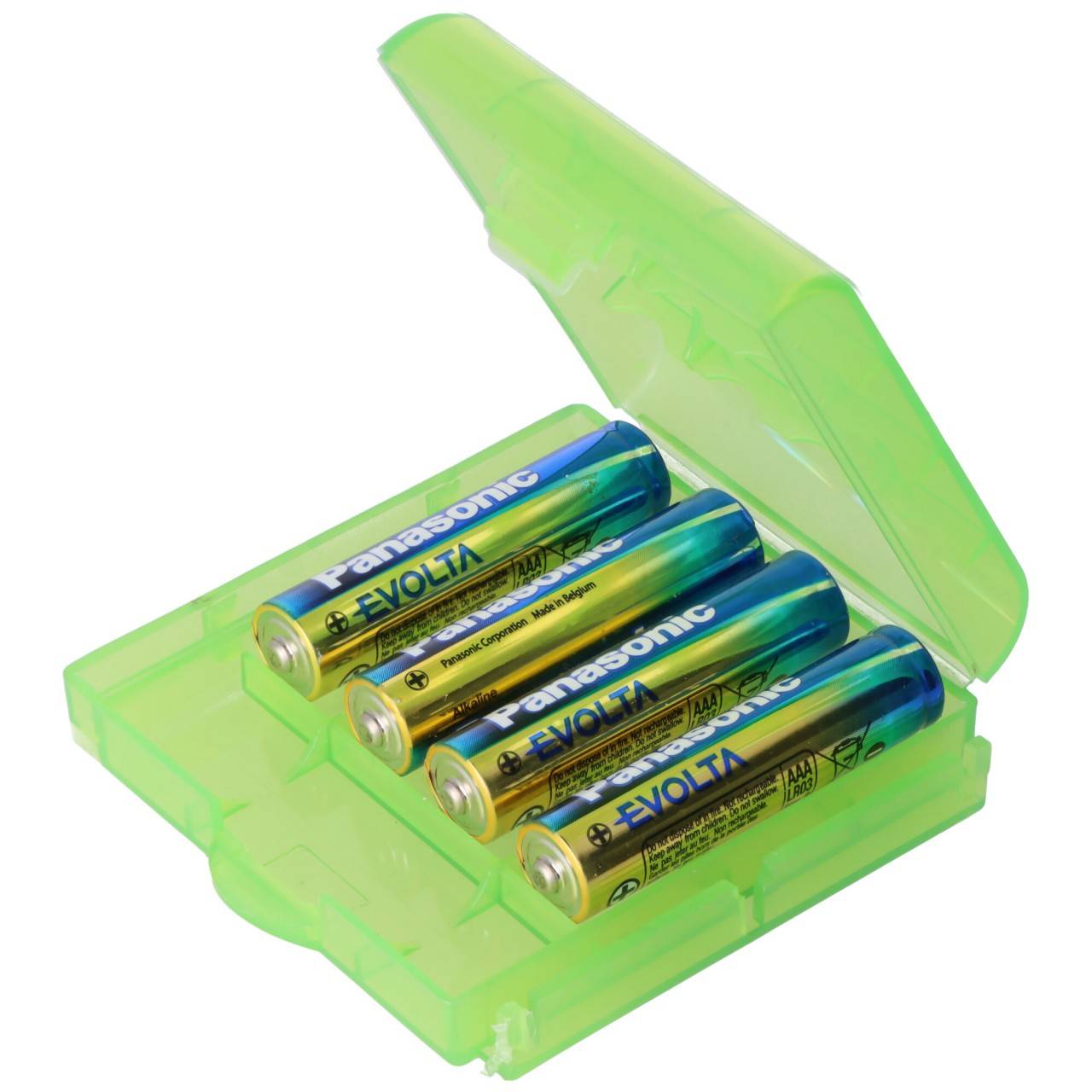 Aufbewahrungsbox für 4x AA Mignon oder 4x 14500 Akkus, max. Batterielänge 50,6mm, grün-3