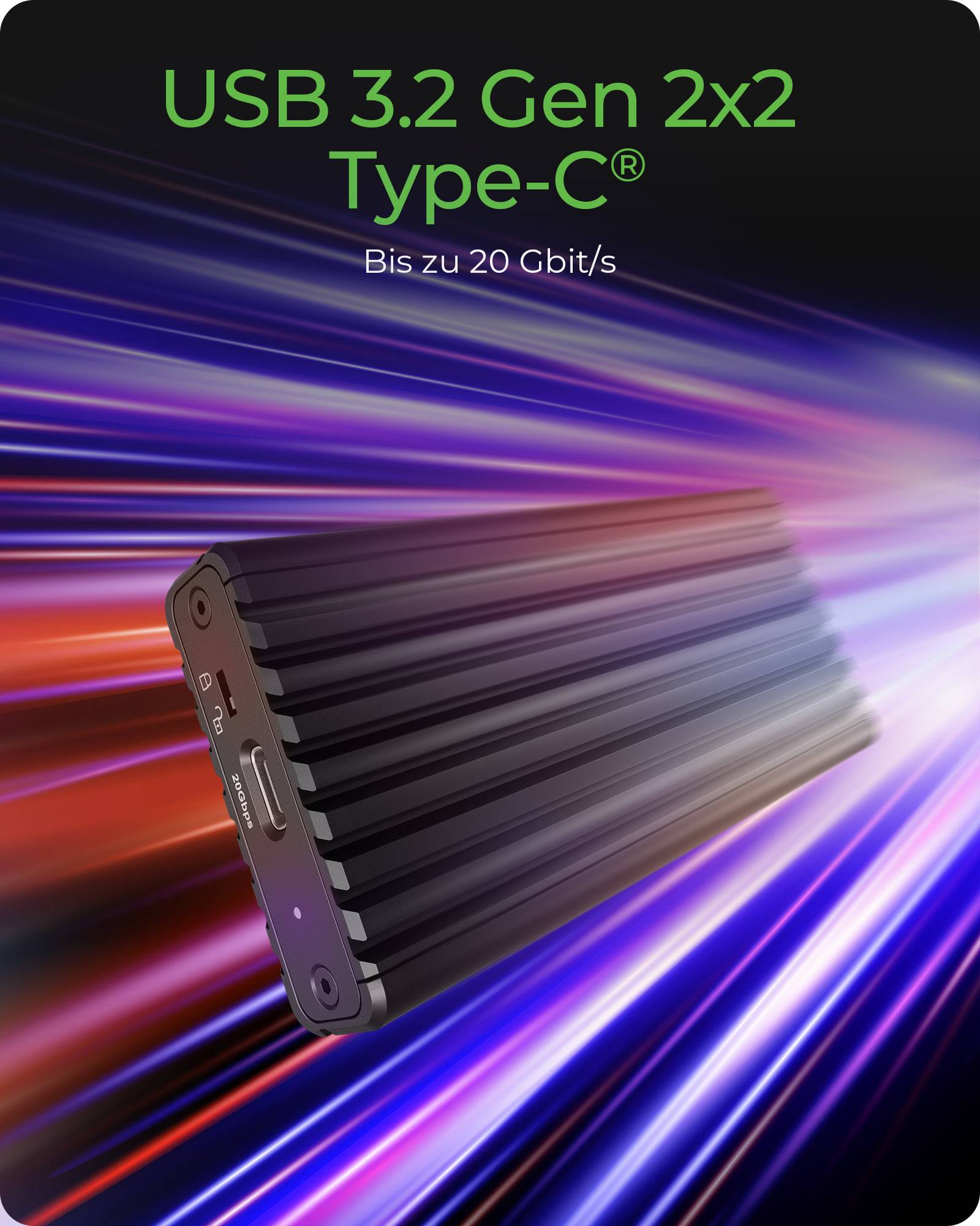 IB-1917M-C32a, Gehäuse für NVMe M.2 SSD zu Type-C® USB 3.2 Gen 2x2, 20 Gbit/s-1