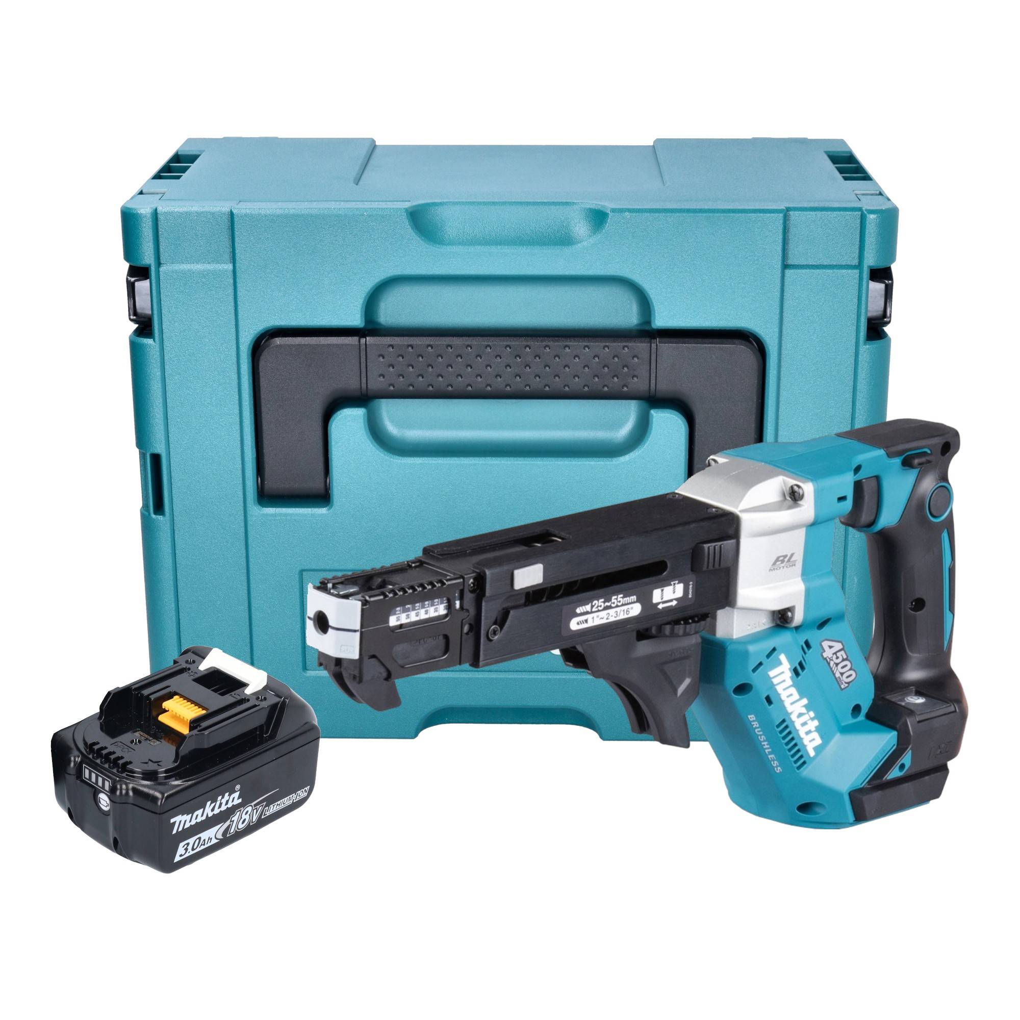 Makita DFR 552 F1J Akku Magazinschrauber 18 V 25 - 55 mm Brushless + 1x Akku 3,0 Ah + Makpac - ohne Ladegerät-0