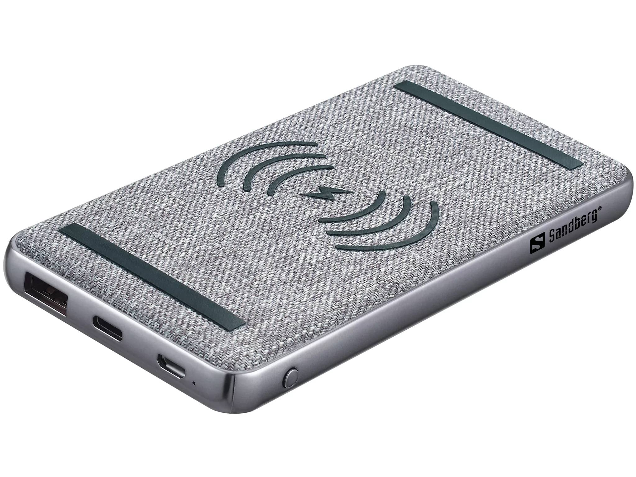 SANDBERG Induktive Power Bank Li-Pol 10000 mAh 37 Wh 3 A PD QC 2 Ausgabeanschlussstellen USB USB-C auf Kabel: Micro-USB-0