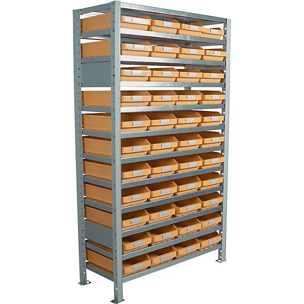 Steckregal mit Regalkästen HxBxT 1790 x 1000 x 500 mm Grundregal mit 44 Kästen. STEMO Lagerstandard GmbH
