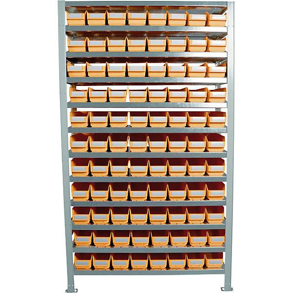 Steckregal mit Regalkästen HxBxT 1790 x 1000 x 400 mm Grundregal mit 88 Kästen. STEMO Lagerstandard GmbH-0