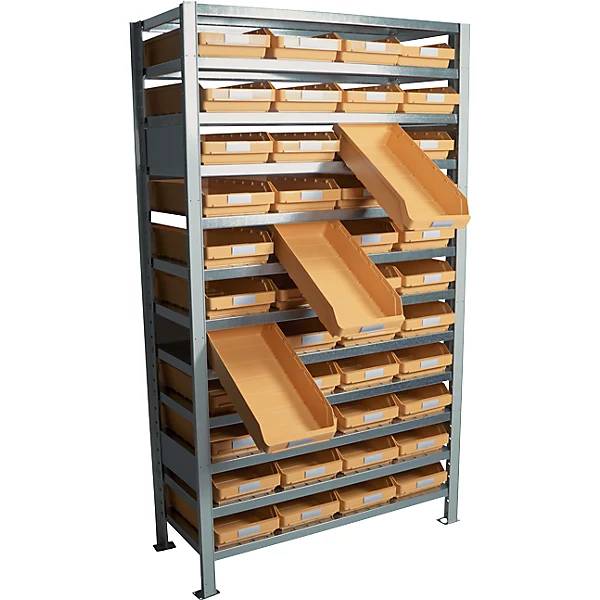 Steckregal mit Regalkästen HxBxT 1790 x 1000 x 500 mm Grundregal mit 44 Kästen. STEMO Lagerstandard GmbH-1