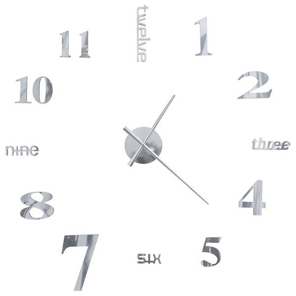 vidaXL 3D-Wanduhr Modernes Design 100 cm XXL Silbern