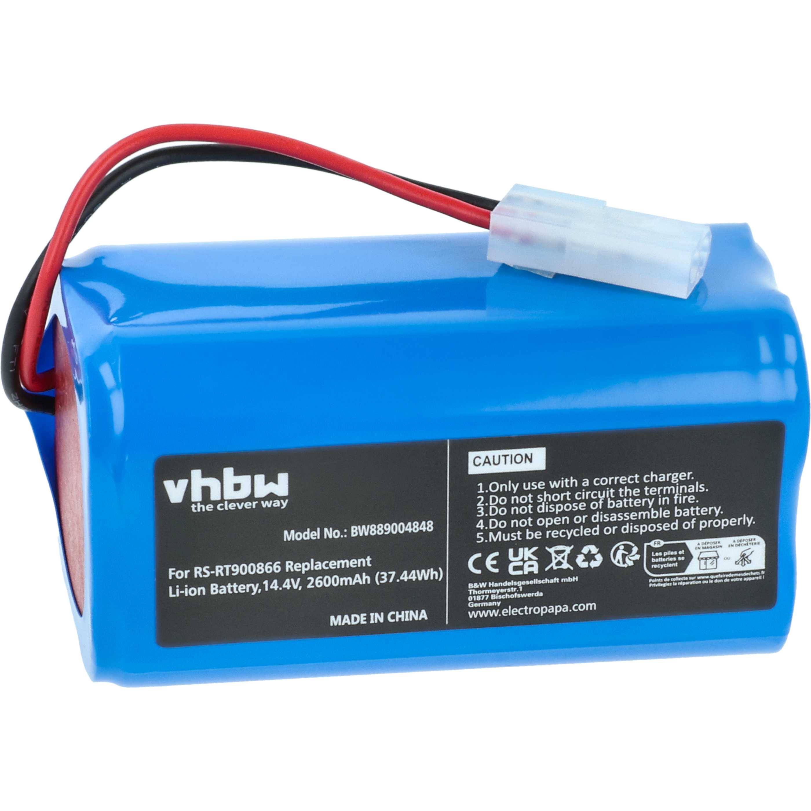 vhbw Akku kompatibel mit Rowenta Explorer 60 Animal Connect | 60 Connect Saugroboter (2600 mAh, 14,4 V, Li-Ion, ohne-0