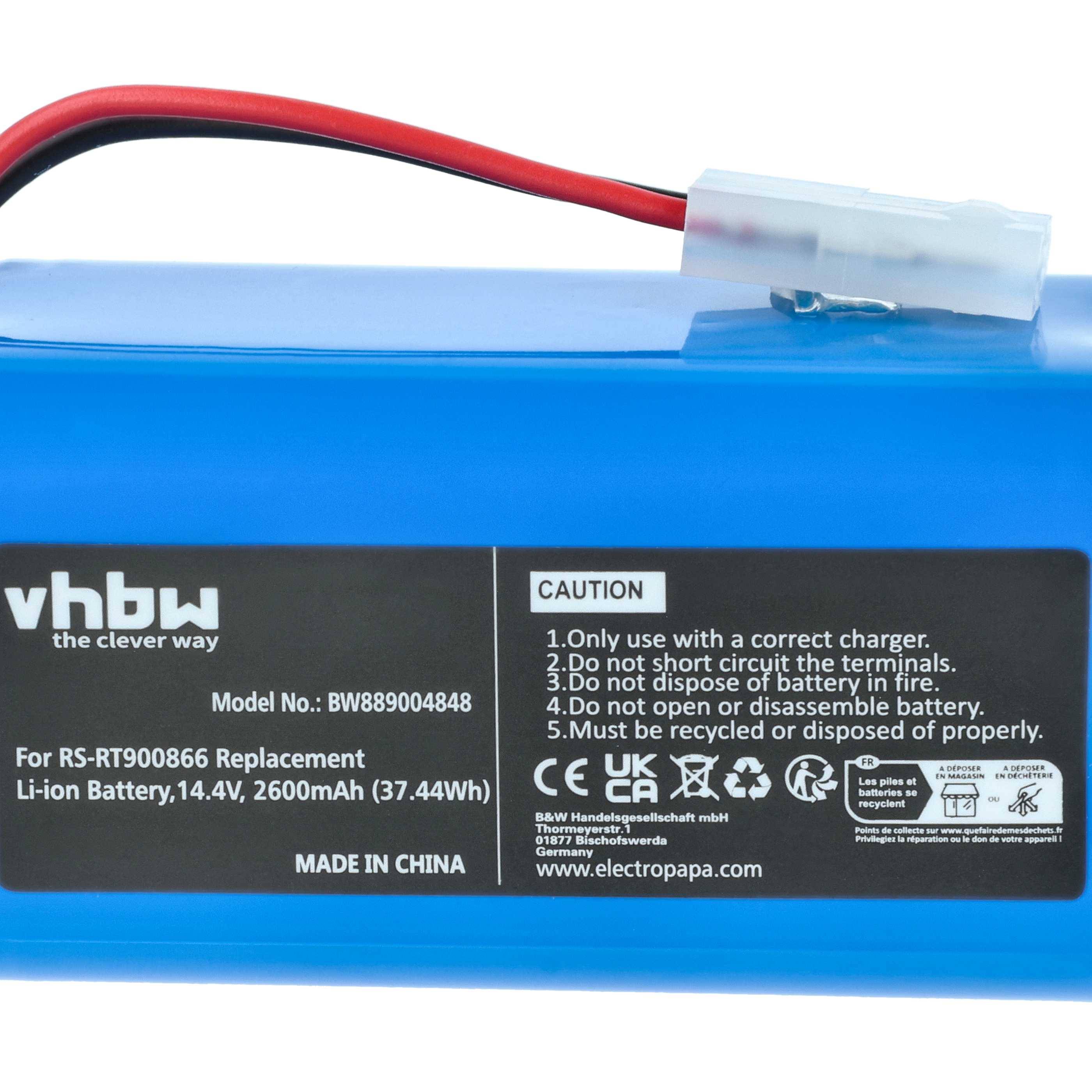 vhbw Akku kompatibel mit Rowenta Explorer 60 Animal Connect | 60 Connect Saugroboter (2600 mAh, 14,4 V, Li-Ion, ohne-3