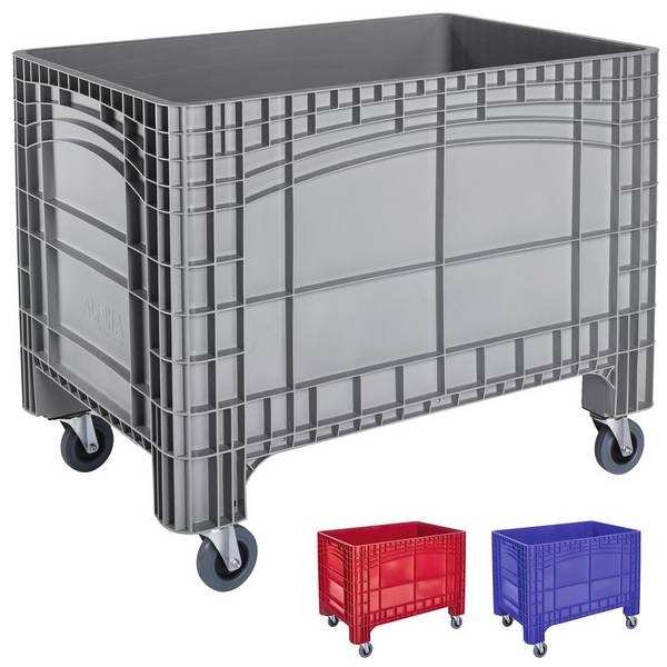 Palettenbox, Wände + Boden geschl.,BxTxH 1200x800x950 mm, mit 4 Lenkrädern