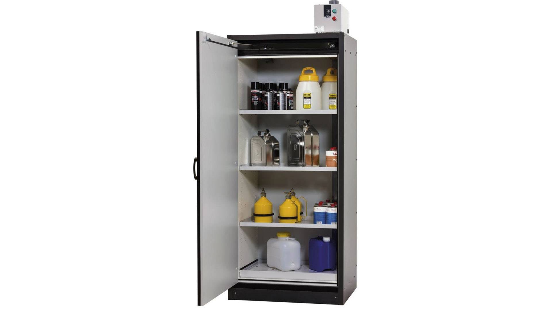 Gefahrstoffschrank, Sicherheitsschrank Typ 30 - ca. 2 x 0,9 x 0,6 m - Türanschlag links - 3 Fachböden - Bodenauffangwann-0