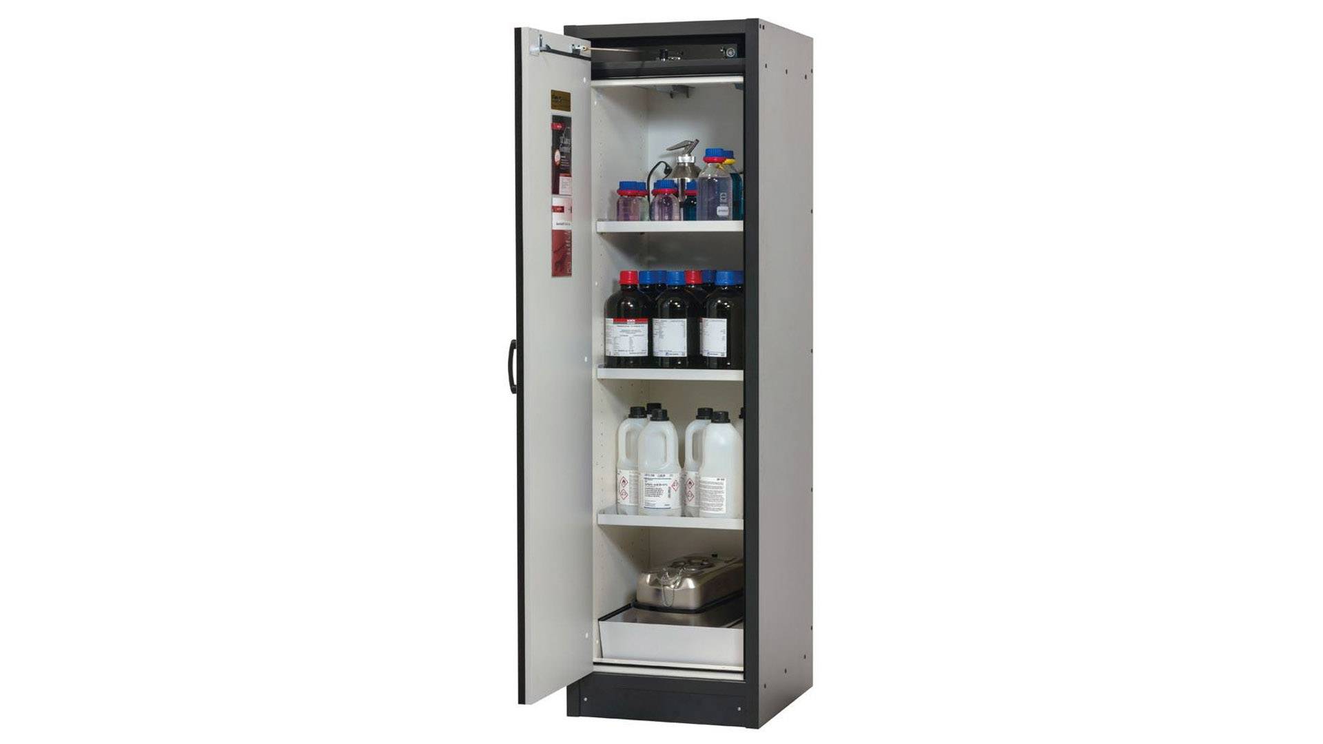 Gefahrstoffschrank, Sicherheitsschrank Typ 30 - ca. 2 x 0,6 x 0,6 m - Türanschlag links - 3 Fachböden - mit Lochblech --0