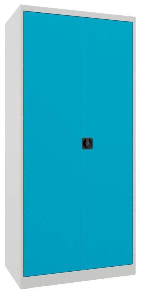 Flügeltürenschrank, Stahlblechtüren, 4 Böden verzinkt, BxTxH 890x545x1950 mm, Korpus/Front RAL 7035/RAL 5012-0