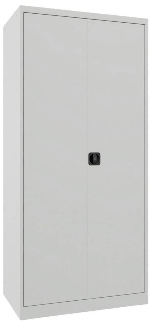 Flügeltürenschrank, Stahlblechtüren, 4 Böden verzinkt, BxTxH 890x545x1950 mm, Korpus/Front RAL 7035/RAL 7035