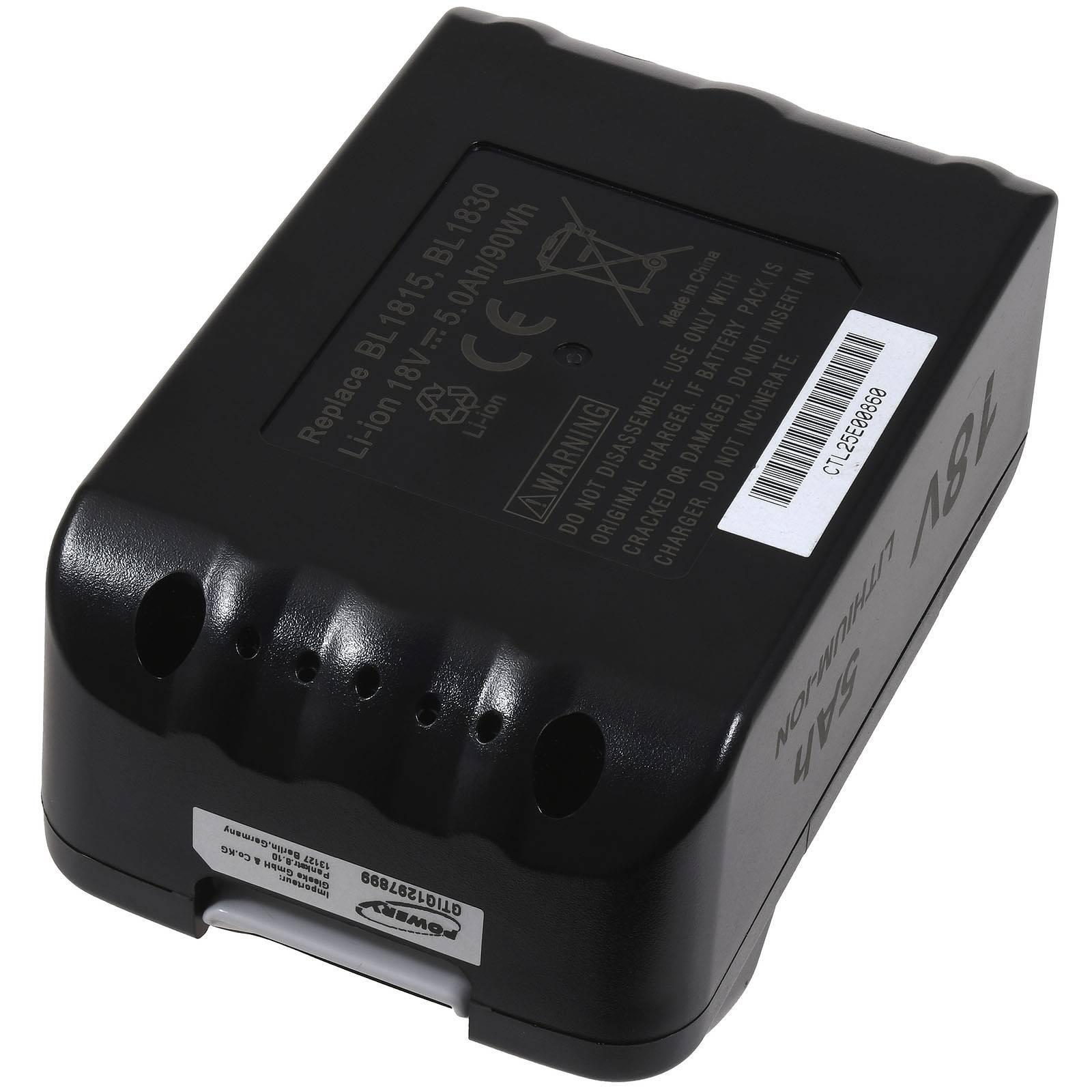 Akku kompatibel mit Makita Blockakku baugleich Typ BL1850B mit LED, 18V, Li-Ion-1