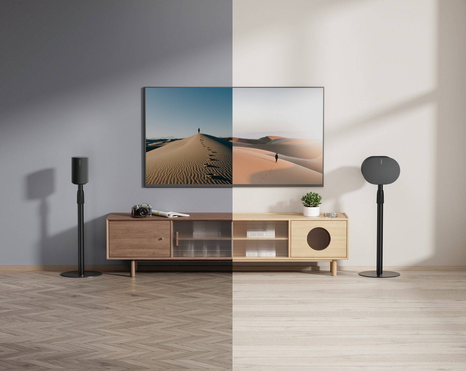 ARLI 2x Lautsprecher Ständer für Sonos Era 100 & 300 höhenverstellbar Standfuss schwarz-6