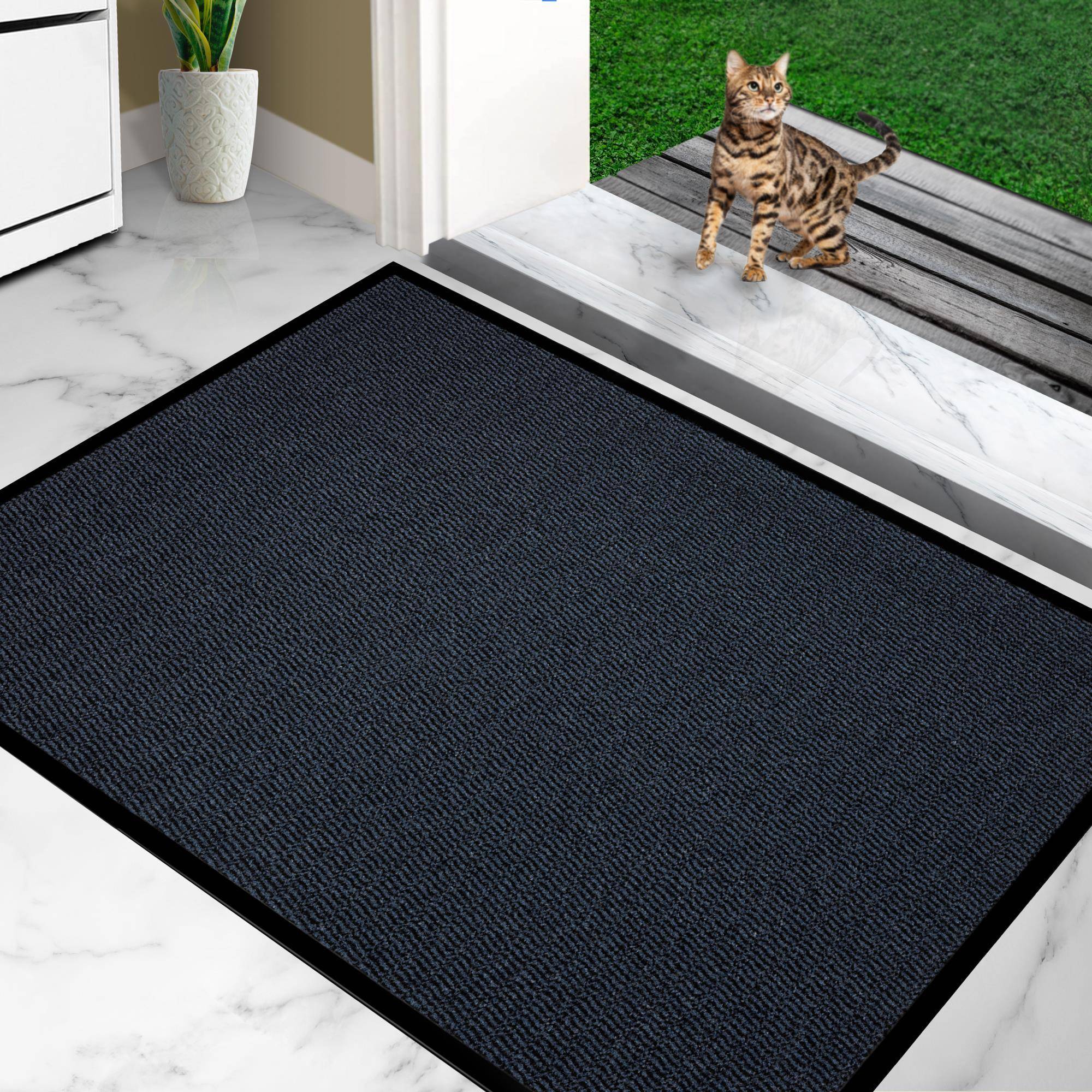 Furni24 Fußmatte - Blau-Schwarz, 80 x 120 cm-1