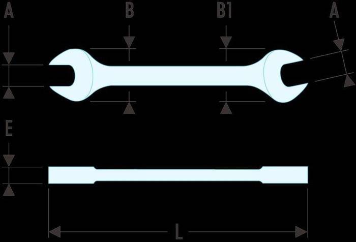 Doppelmaulschlüssel Serie 44 SW 3,2x5,5mm Köpfe 15° abgeschrägt FACOM-1