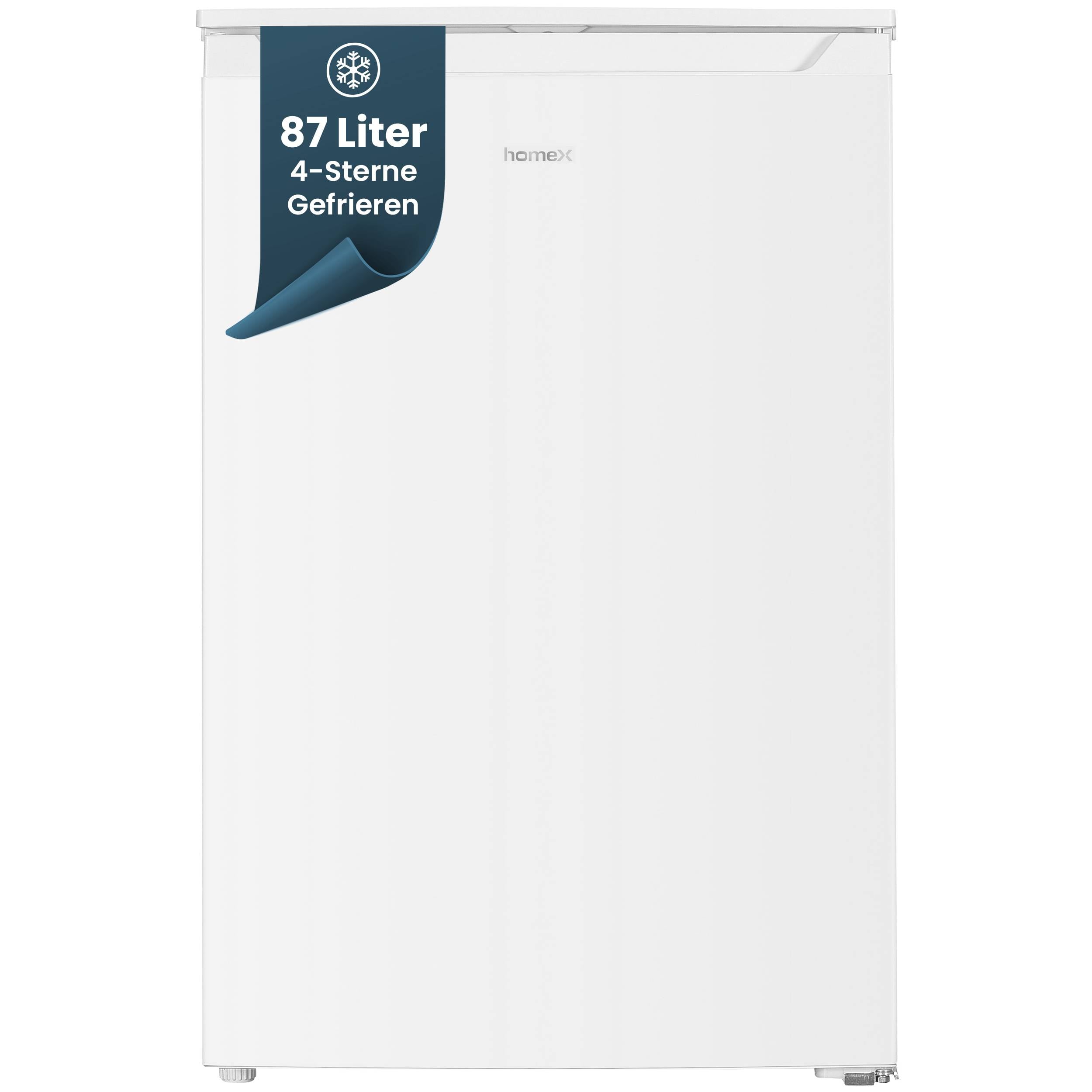homeX Gefrierschrank, Tiefkühlschrank klein - 87 Liter, 4-Sterne Gefrieren, kompakt und freistehend, weiß, FS871E-W-0