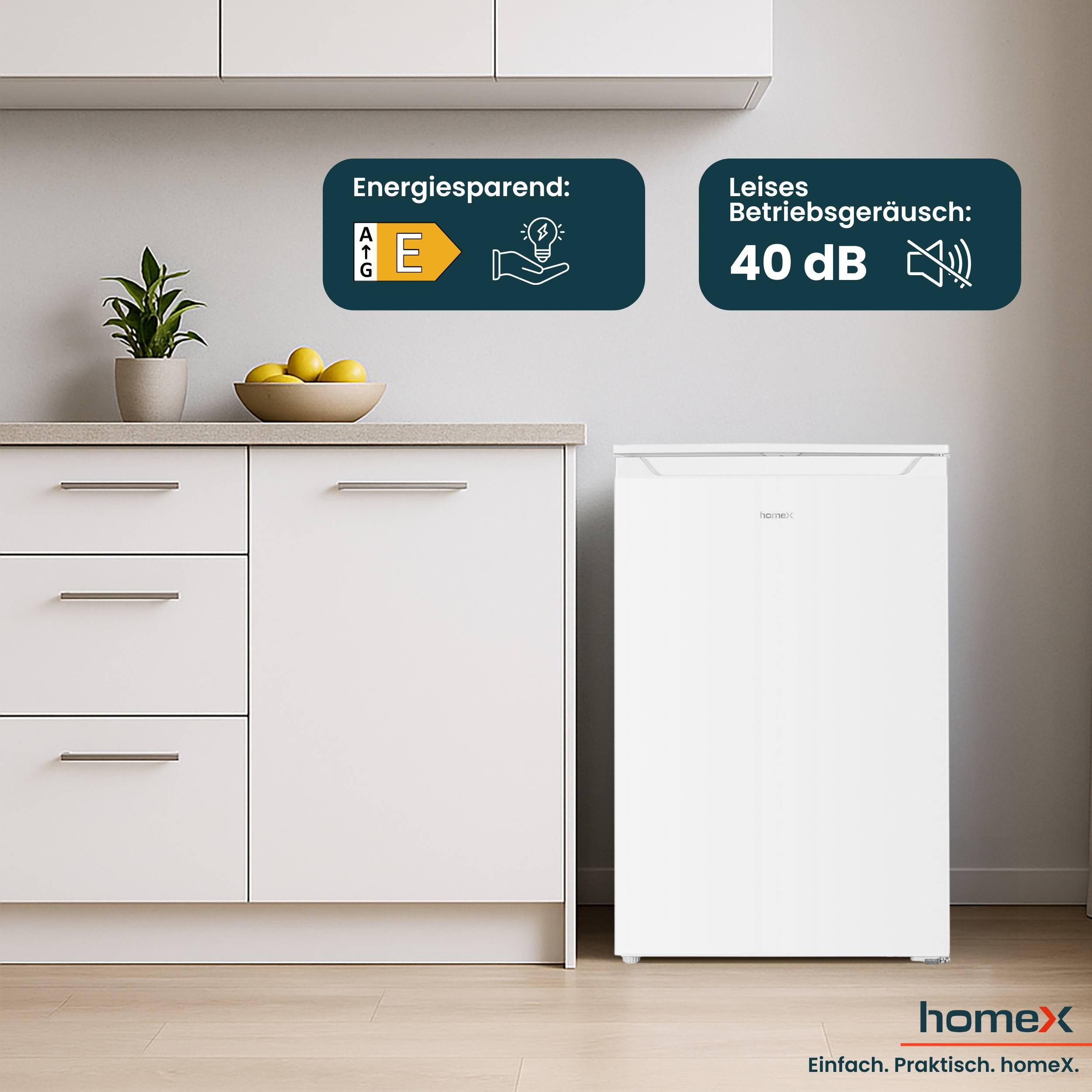 homeX Gefrierschrank, Tiefkühlschrank klein - 87 Liter, 4-Sterne Gefrieren, kompakt und freistehend, weiß, FS871E-W-3