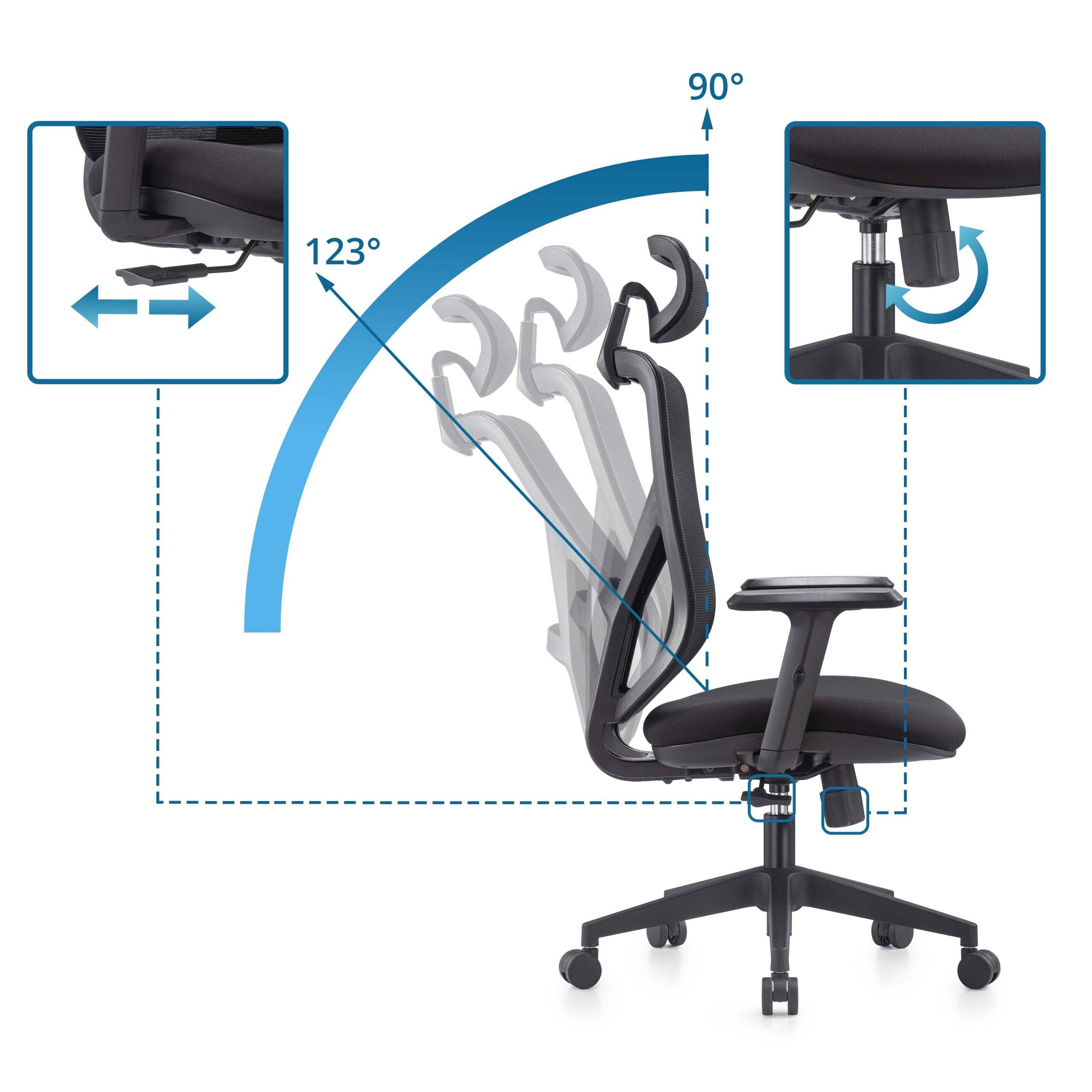 Bürostuhl Drehstuhl BLACORE Netzstoff/Stoff schwarz mybuero-4