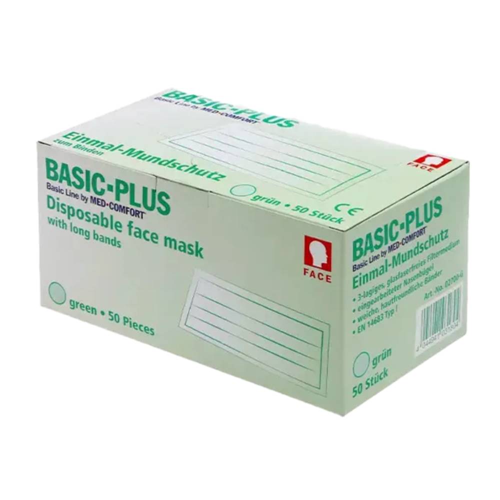 BASIC PLUS Mundschutz 3-lg. TYP II - weiß, zum Binden | Box (50 Stück)-1