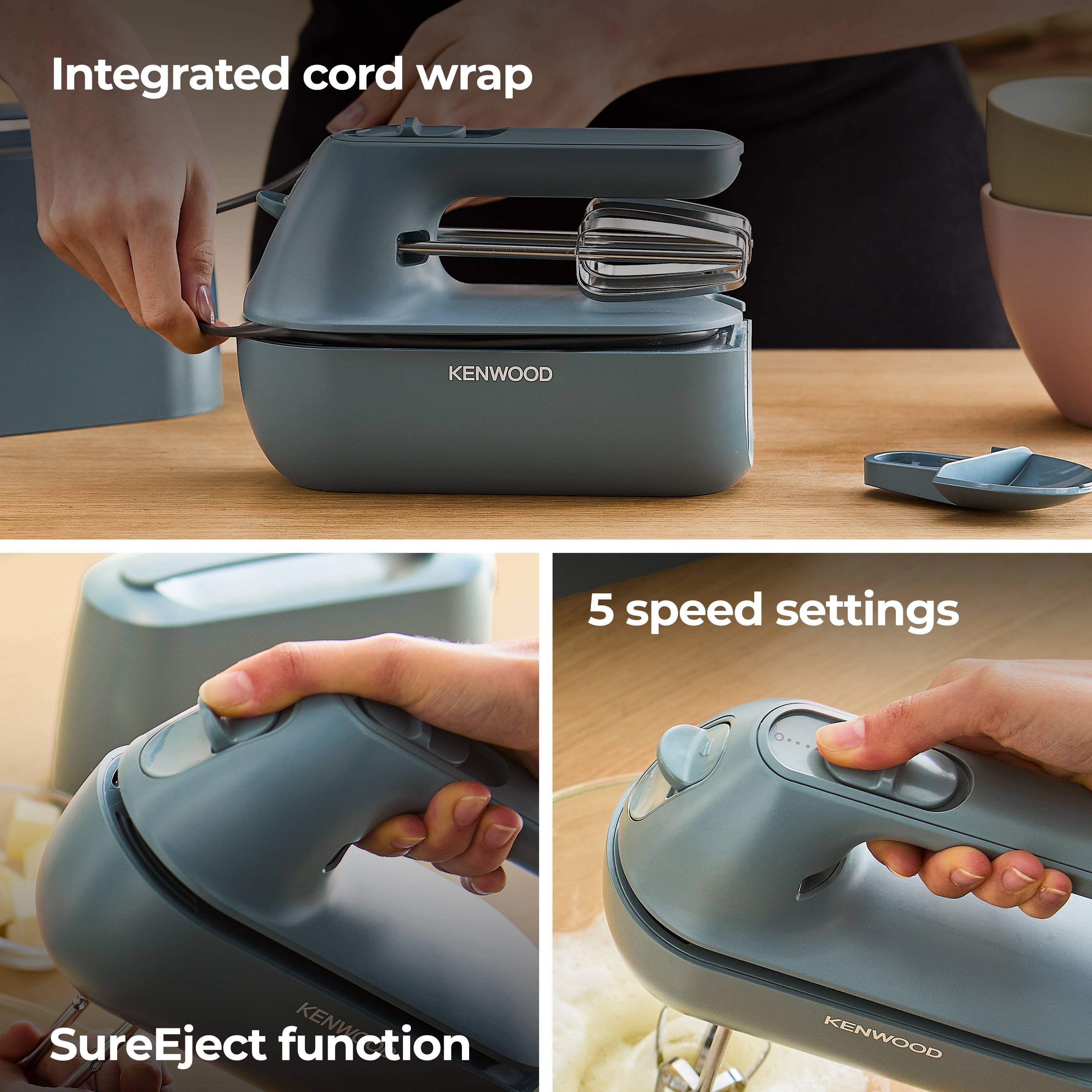 Kenwood Electronics Kenwood HMP40.000GY, Handmixer, Blau, Mixen, Kunststoff, Edelstahl, 350 W-4