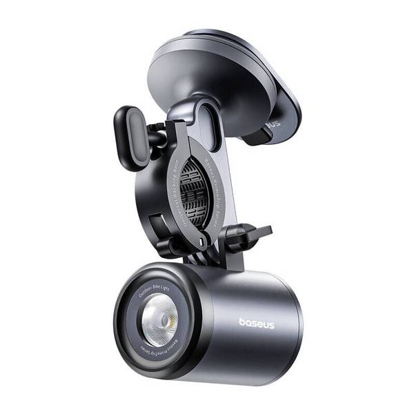 Baseus PrimeTrip 2-in-1 Fahrradhalterung, Telefonhalterung + Taschenlampe (schwarz)