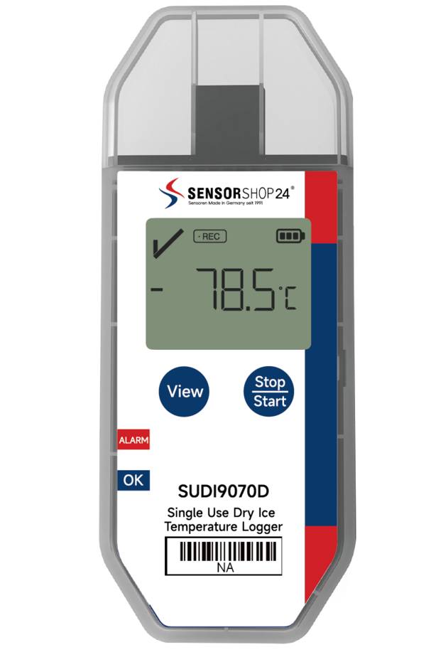 Single-Use Dry Ice Datenlogger für Temperatur mit Display (-90°C - 70°C)