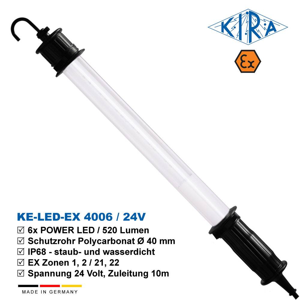 KIRA KE-LED-EX 4006-O/ 24-10-0 IP68 Handleuchte mit EX-Schutz EX Zone 1,2,21,22 24 Volt 520 lm-2