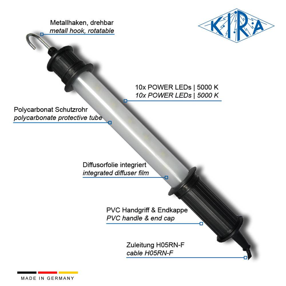 KIRA KE-LED 4010-P/ 24-05-0 IP54 Profi-Handleuchte 24 Volt 820 lm-1