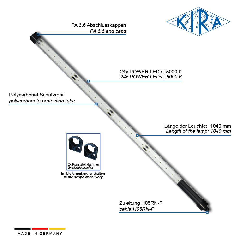 KIRA KE-LED-EA 4024-P/110-05-0 IP65 Rohrleuchte modular 110 Volt 2800 lm-2