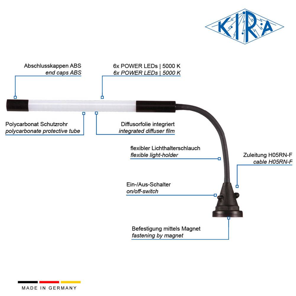 KIRA KE-LED 3006-P/A-M 230 500mm Flexarm Arbeitsplatzleuchte mit Magnet 230 Volt 500 lm-2