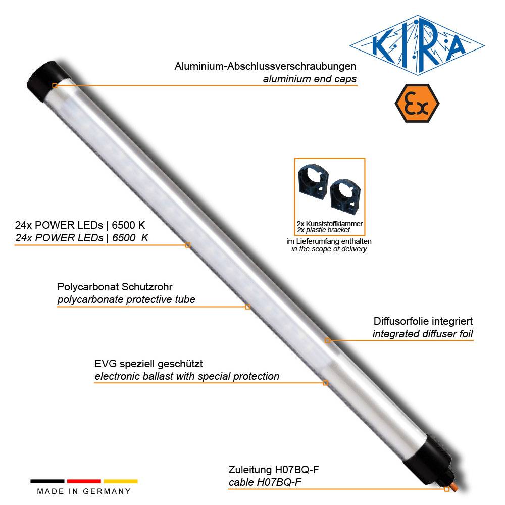 KIRA KE-LED-EX 5024/230-10-0 IP68 Rohrleuchte mit EX-Schutz EX Zone 1,2,21,22 230 Volt 1550 lm-2