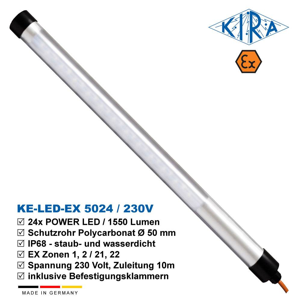 KIRA KE-LED-EX 5024/230-10-0 IP68 Rohrleuchte mit EX-Schutz EX Zone 1,2,21,22 230 Volt 1550 lm-3