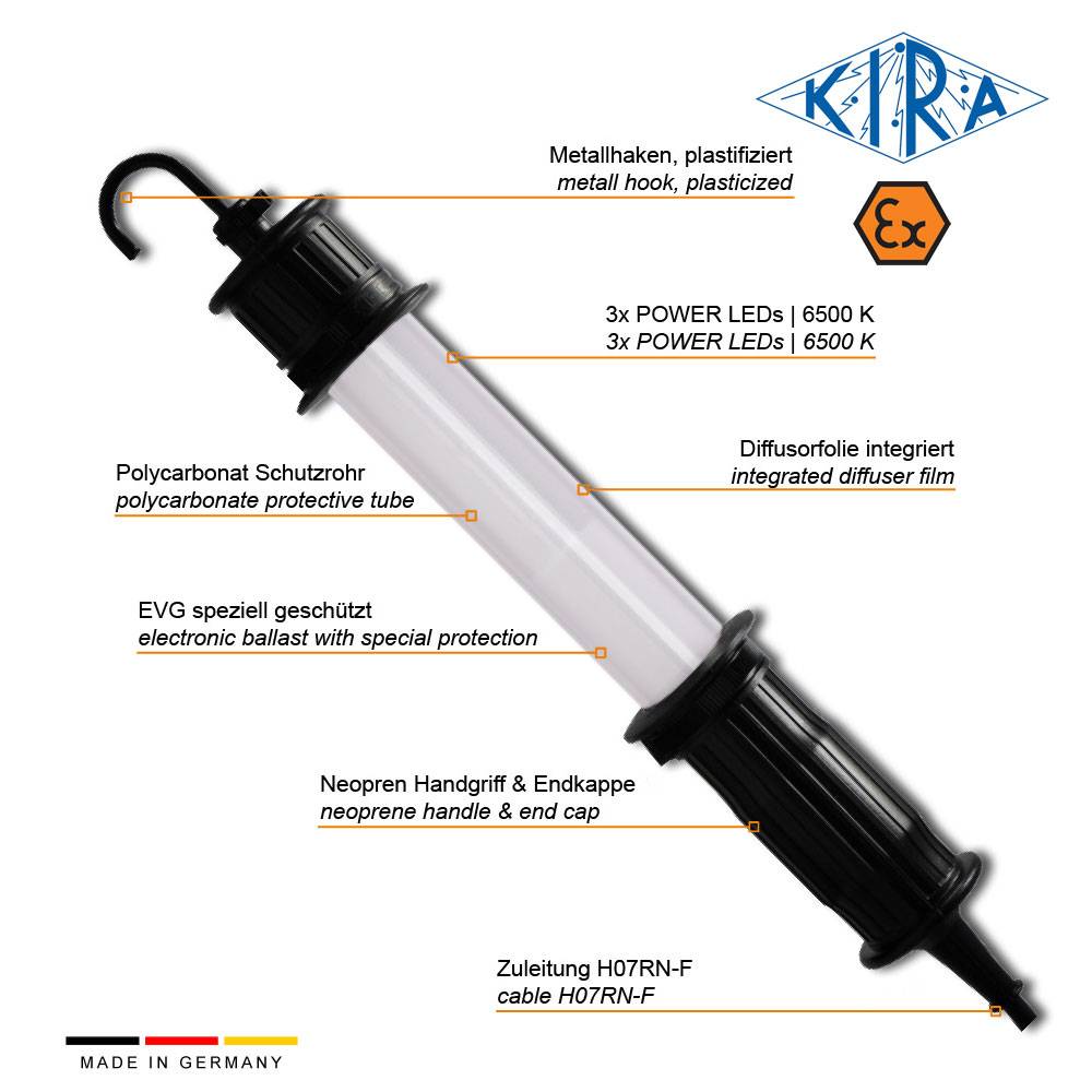 KIRA KE-LED-EX 4003/ 12-10-0 IP68 Handleuchte mit EX-Schutz EX Zone 1,2,21,22 12 Volt 235 lm-1