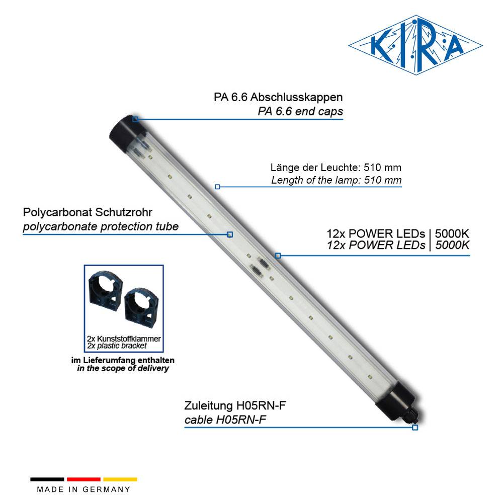 KIRA KE-LED-EA 4012-P/ 24-05-0 IP65 Rohrleuchte modular 24 Volt 1250 lm-2