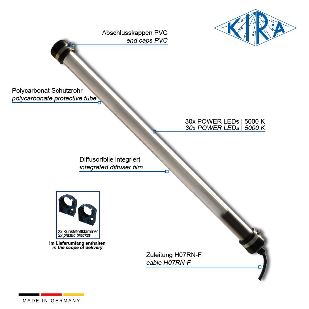 KIRA KE-LED-EA 5030-P/ 24-05-0 KL IP65 Rohrleuchte 24 Volt 2500 lm-2
