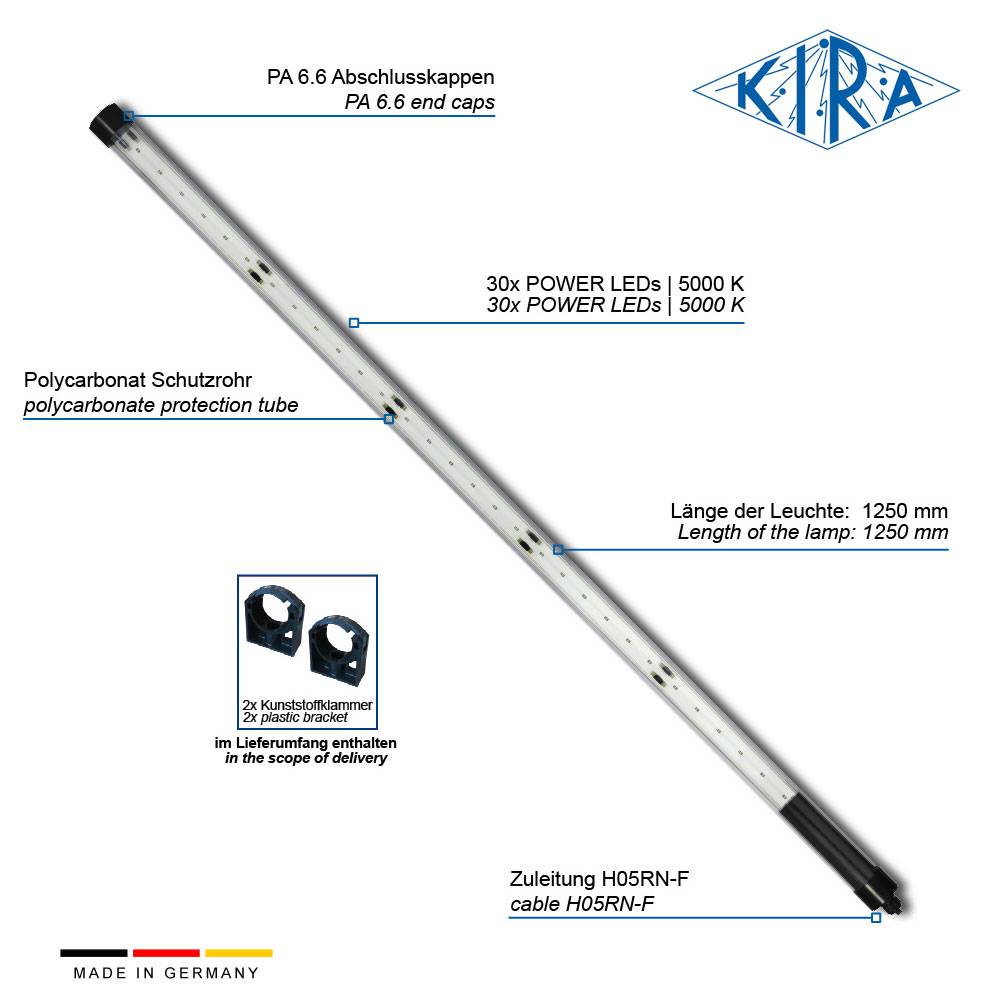 KIRA KE-LED-EA 4030-P/110-05-0 IP65 Rohrleuchte modular 110 Volt 3000 lm-2