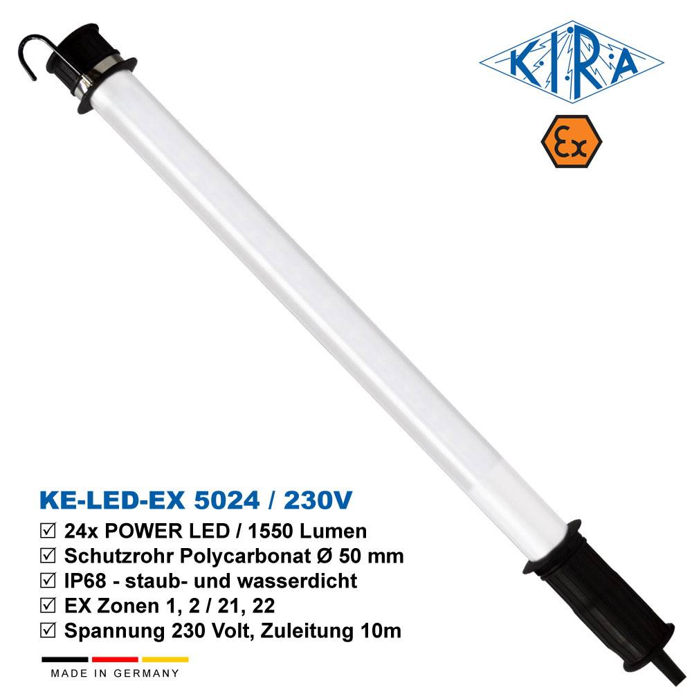 KIRA KE-LED-EX 5024/230-10-0 IP68 Handleuchte mit EX-Schutz EX Zone 1,2,21,22 230 Volt 1550 lm-2