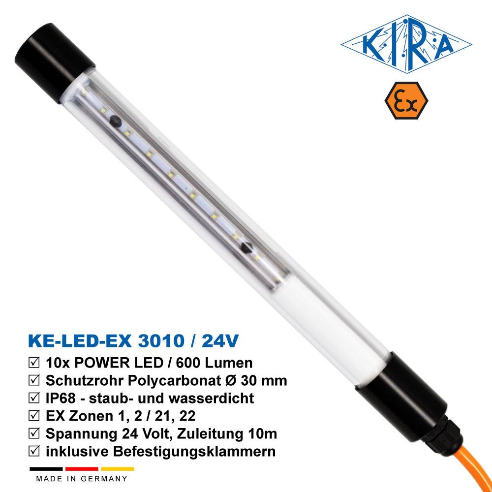 KIRA KE-LED-EX 3010/ 24-10-0 IP68 Rohrleuchte mit EX-Schutz EX Zone 1,2,21,22 24 Volt 600 lm-3