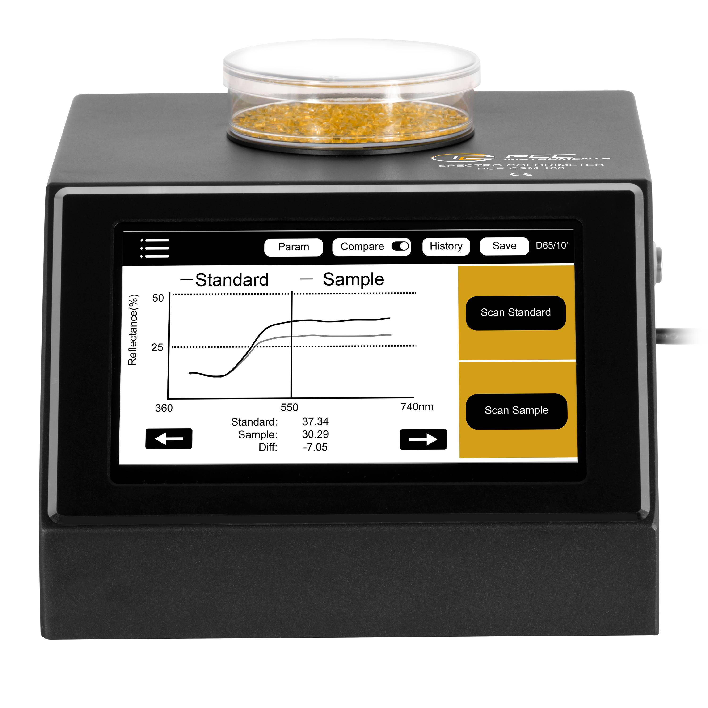 PCE Instruments PCE-CSM 100 Farbmessgerät D/8° Messgeometrie mit SCI |12 Farbräume – CIE Lab, Luv, LCh, Yxy und weitere-4