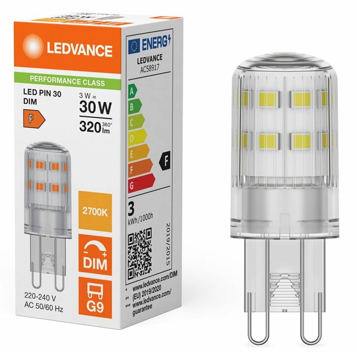 PERFORMANCE PIN - LED-Lampe - Form: Maiskolben - klar Finish - G9 - 3 W (Entspre-1