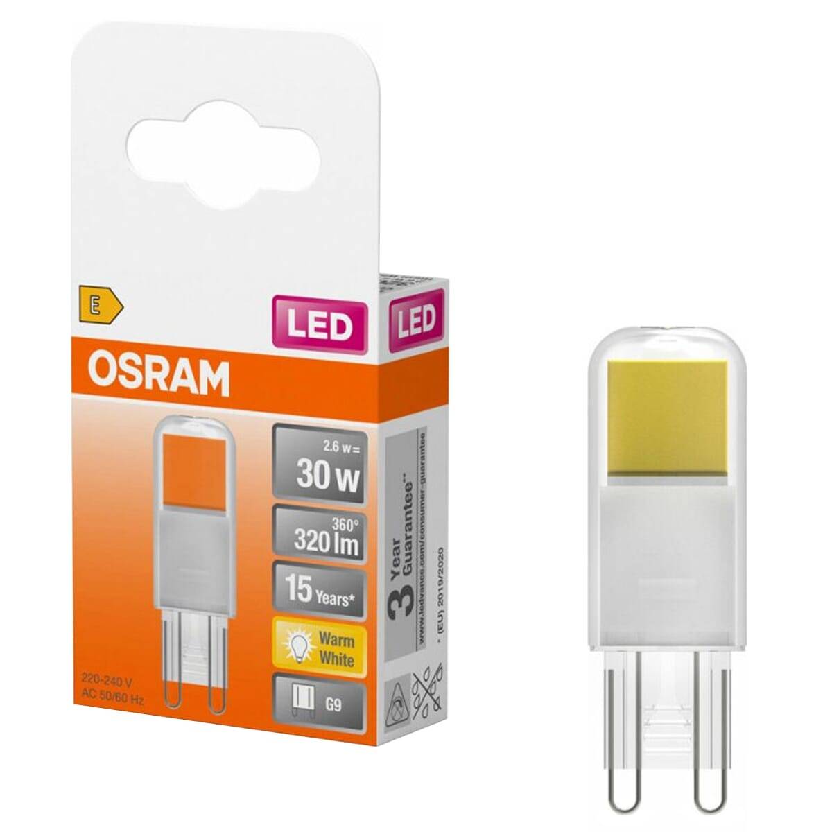 Osram LED Capsule G9 Klar 2.6W 320lm - 827 Extra Warmweiß | Ersatz Für 30W-1